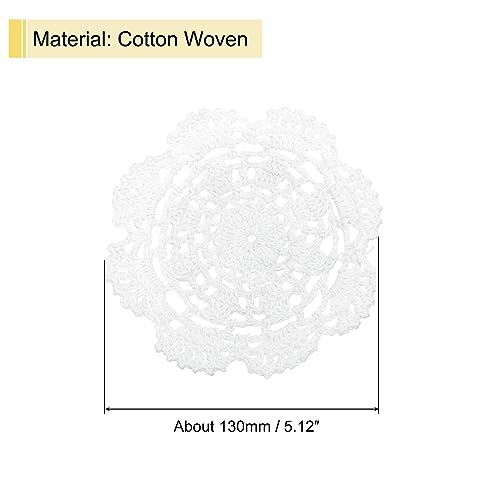 uxcell Fabric Coasters, 4pcs 5" - Cotton Woven Crochet Doilies, Lace Embroidery Cup Mat with Floral Pattern for Wedding Party Decoration (White)
