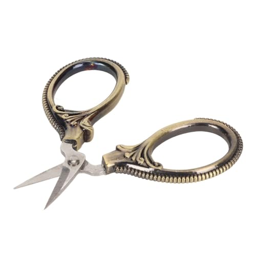 Stainless Steel Scissors Little Portable Vintage Embroidery Scissors for Sewing Crafts Artwork Cross Stitch Cutting Handmade DIY Tools(Yellow bronze) - color: Yellow Bronze
