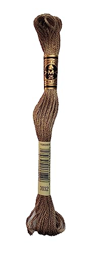 DMC 6-Strand Embroidery Cotton 8.7yd - Medium Mocha Brown - 117-3032 - Bundle of 3 Skeins