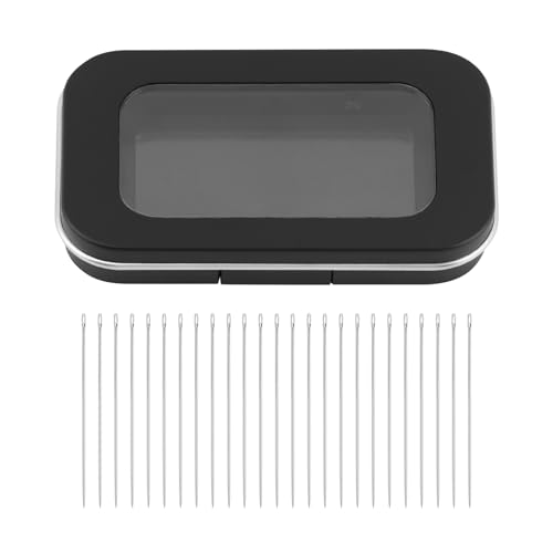 Magnetic Needle Holder Case with Clear Acrylic Lid, Sewing Needle Keeper with 25 Needles Included, Portable Strong Magnet Pin Storage Case for Sewing, Quilting and Crafts