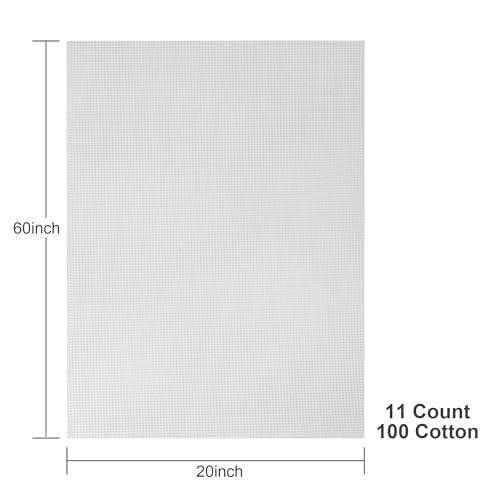 Aida Cloth 11 Count Cross Stitch Fabric,20×60inch (11CT,White) - color: White, size: 11CT