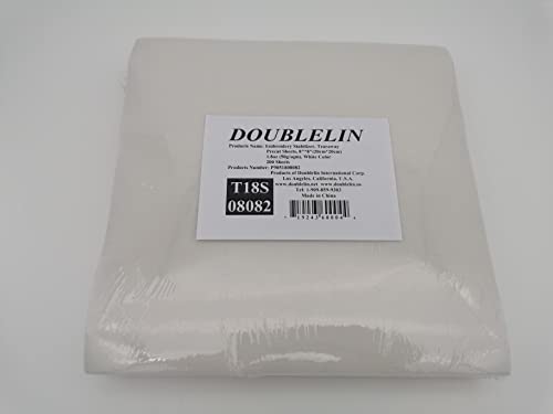 DOUBLELIN 1.8oz Tear Away Stabilizer Sheets, White, 8x8, 200 pcs - color: Tearaway 1.8oz White, size: 8"x8" 200 Sheets