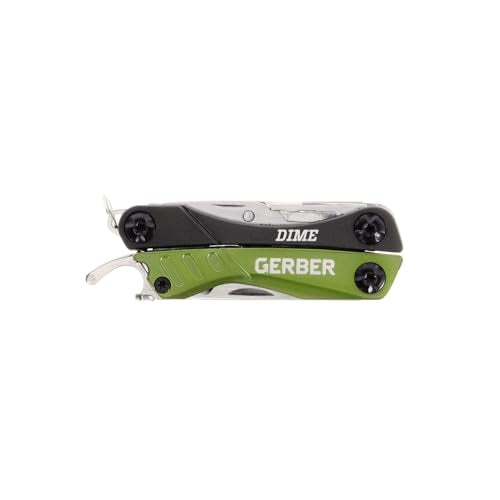 Gerber Dime 12-in-1 Mini Multitool Pliers, Pocket Knife,Bottle Opener,Green - color: Green