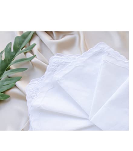 MileyMarla Ladies Embroidery Cotton White Handkerchiefs Lace Wedding Hankies - color: Zw-6pcs