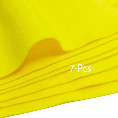 Jtnohx Soft Felt Sheets Color Felt Fabric for Sewing Yellow 7Pcs 8"x12" 1mm - color: Yellow