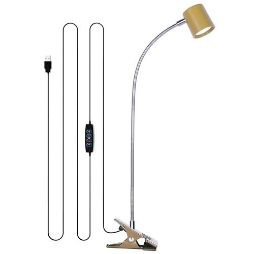 Dott Arts Desk Lamp,USB Clip On Light with 3 Color Modes,LED Reading Lamp - color: Dark Yellow
