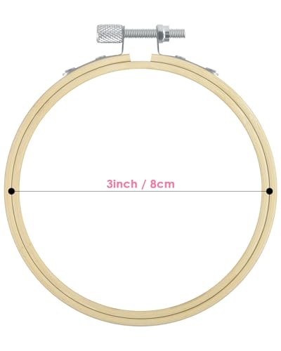 TINDTOP 16 Pieces 3 inch Embroidery Hoops, Bamboo Frame Circle Cross Stitch Hoop Ring Embroidery Hoops Set for Embroidery and Cross Stitch - color: 16 Pcs, 3 Inch