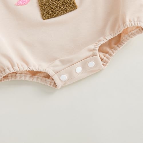 Newborn Baby Girl Clothes Cross Bow Embroidery Bubble Romper Pullover Sweatshirt Fall Winter Outfits 0-18M - color: Apricot, size: 3-6 Months
