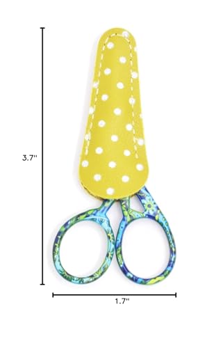 3.7" Sewing Embroidery Scissors with Cover for DIY Craft,Needlework - color: Green Flower