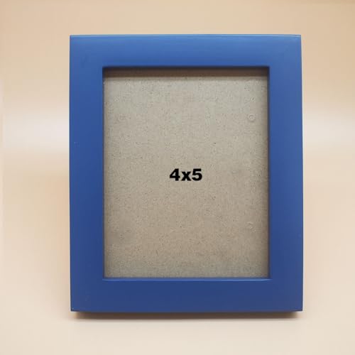 4x5 Picture Frames Blue Solid Wood Frame, Plastic Panel (Film Needs to be Removed) Table or Wall.Front Window Opening 3.8x4.8 inch. - color: Blue, size: 4x5