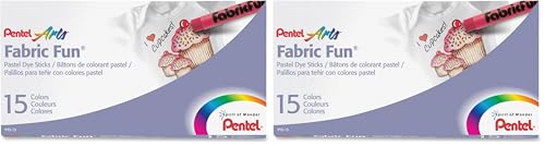 Pentel Arts Fabric Fun Pastel Dye Sticks, 15 Color Set (PTS-15) (Pack of 2) - size: 15 Count (Pack of 2), style: Fabric Fun Pastel