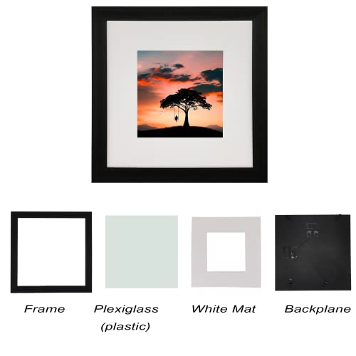 10x10 Gallery Picture frame with 6x6 mat,Freestanding and Wall Mountable Photo Frame, Black - color: Black, size: 10x10