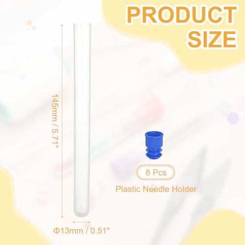 PATIKIL 5.7" Length Plastic Sewing Needle Storage Holder, 8 Pcs Portable Embroidery Needle Matte Pin Toothpick Storage Tubes Case for Craft Knitting, Blue - color: Blue