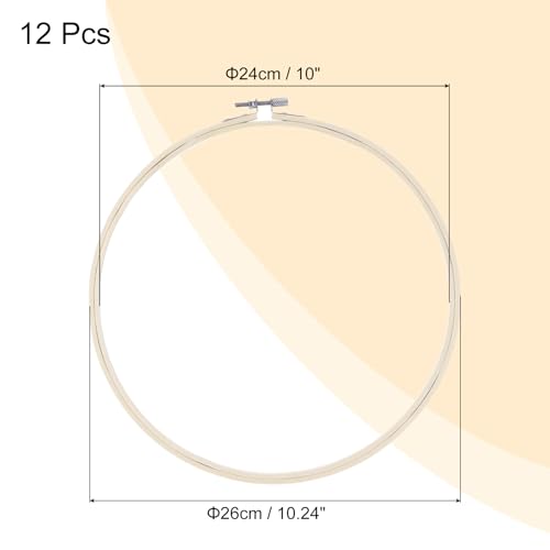 MECCANIXITY 6 Pieces 10 Inch Embroidery Hoops Adjustable Round Bamboo Circle Cross Stitch Hoop Ring for Art Craft Handy Sewing Needlework DIY Decoration - size: 10 Inch