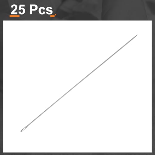 HARFINGTON 25pcs Sewing Needles 0.4mm Diameter 66mm (2.6") Long Ultra-Thin Stainless Steel Hand Embroidery Bead Needles for Jewelry Making DIY Crafts - size: 0.4mm Dia + 66mm Length