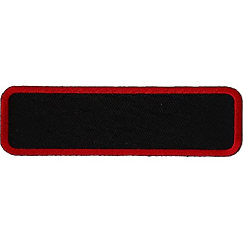 Blank Name Tag Patch Red Border - By Ivamis Trading - 3.5x1 inch - Twill Fabric - Paper Backing - Embroidered and Laser Cut Borders (P4832) - color: Black,Red, size: Small 3.5x1 inch