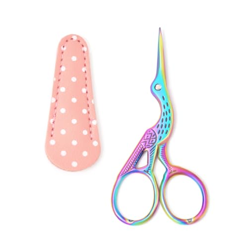 3.7" Sewing Embroidery Scissors with Cover for DIY Craft,Needlework - color: Rainbow