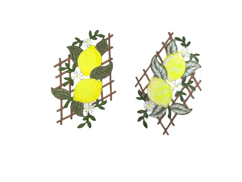 Embroidered Iron on Patches Applique, Lemon Embroidered - color: Lemon