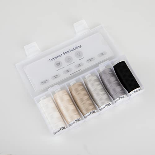 Superior Threads PIMA 50 wt Cotton Sewing Thread Set 1200 Yard Spool 6-Pack (Neutrals) - color: Neutral