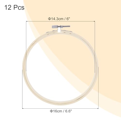 MECCANIXITY 6 Pieces 6 Inch Embroidery Hoops Adjustable Round Bamboo Circle Cross Stitch Hoop Ring for Art Craft Handy Sewing Needlework DIY Decoration - size: 6 Inch