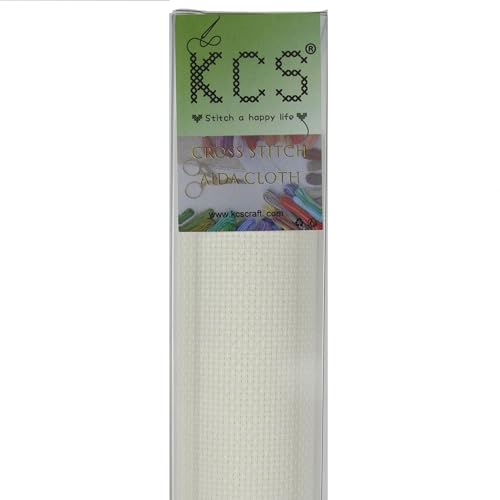 KCS 3 pc of 15" x 18" Counted Cross Stitch Cotton Aida Cloth Needlework Fabric (Antique White, 16CT) - color: Antique White, size: 16CT