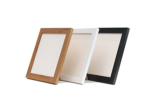 Ebherys 9.5x9.5 Embroidery Frame in Black - Displays Hand Embroidery works7.5x7.5 with Cardbord - Composite Wood, Metal Tabs, Table Top Easel SquareShape,No Glass (White) - color: White
