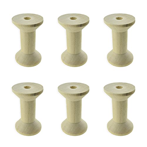 HAHIYO 2Inch 6Pack Natural Wood Unfinished Wooden Empty Thread Spool Smooth Wire Weaving Bobbin Textile Bobbin Rotatable Spool for Crafts DIY Art Education - color: Wood Color, size: 2Inch-6P