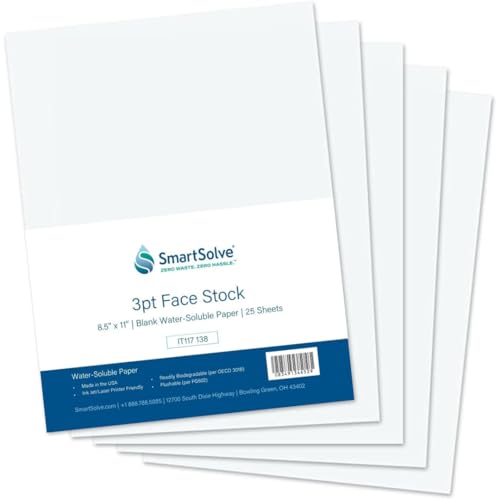 3 pt. Water-Soluble Paper | Dissolves Quickly in Water | Biodegradable | Eco-Friendly | Printer Compatible | Crafts, Drawing, Notes | Letter Size, 8.5” x 11” | Pack of 25 White Sheets - style: Pack of 25