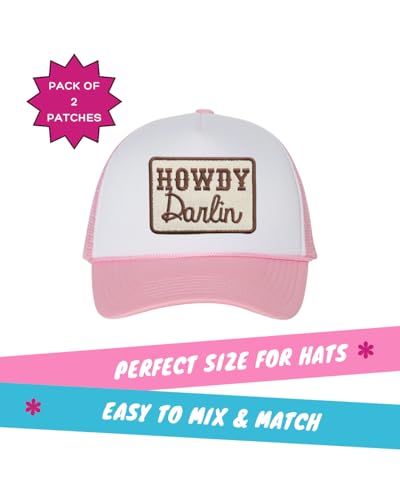 Howdy Darlin Patch, 3" x 2.25", Embroidered Iron-On for Hats, Bags, Jackets, 2-Pack - color: Howdy Darlin