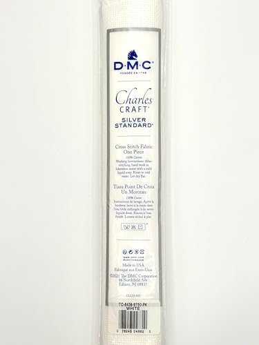 DMC Charles Craft Cross Stich Fabric Silver Label Aida - 14 Count - 30X36 (White)