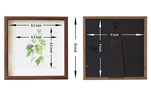 9x9 Wooden Picture Frame with 7x7 mat, 9x9 Square Picture Frame with Glass, For Wall and Desktop Display, Wood Photo Frame - size: 9X9
