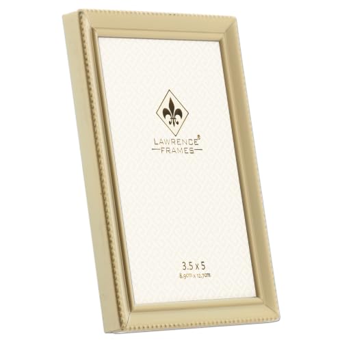 Lawrence Frames Bead Border Design, 3.5x5, Satin Gold - color: Satin Gold, size: 3.5x5