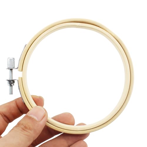 Lamvbls 4 inch Embroidery Hoops Set, Adjustable Bamboo Circle Cross Stitch Hoop Ring Round Wood Embroidery Hoops, Wooden Embroidery Frames - size: 4 inch