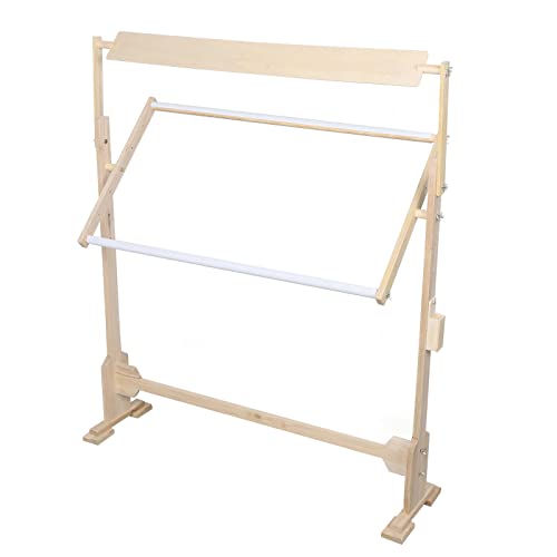 Adjustable Wood Embroidery Stand Frame,Cross Stitch Frame Rack Sewing Craft Tool - Floor Stand 360° Rotated Needlework Stand Holder Lap Table Craft Sewing Tool with Scroll Frame
