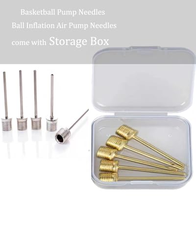 Ball Pump Needles,Air Pump Needles for Balls with Storage Case, Compatible with Hand Pump and Electric Pump, Stainless Steel Silver+Gold 10Pack