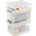 Citylife 32QT 2Packs Clear Craft Organizers and Storage Box with Tray - size: 32 Qt- 2 Pack