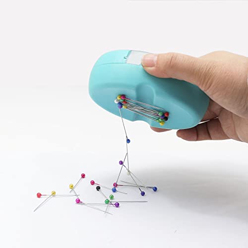 YEQIN Magnetic Sewing Pincushion with 15 Plastic Head Pins, Magnetic Pins Holder for Sewing Quilting, Pins, Paper Clips, Screws (Lake Blue) - color: Lake blue