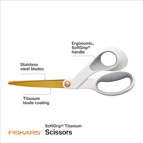 Fiskars 8" SoftGrip Titanium Paper Craft Scissors, Stainless Steel Blades - style: SoftGrip Titanium