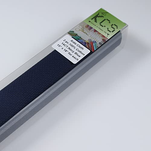 KCS 2 pc of 15" x 18" Counted Cross Stitch Cotton Aida Cloth Needlework Fabric (Navy Blue, 14CT) - color: Navy Blue, size: 14CT