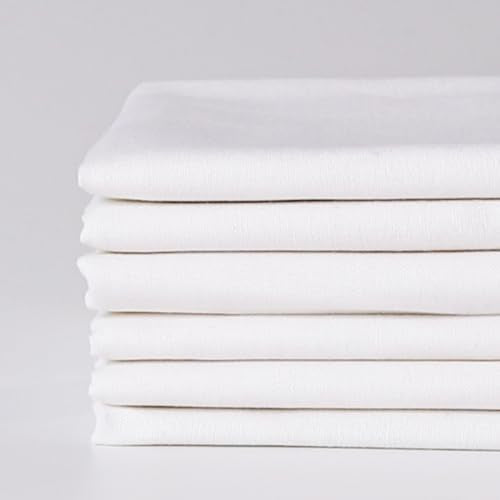 6 Pcs 18 x 21 Inches Cotton Fabric Precut Quilting Fabric Bundles Solid Colors Quilt Material for DIY Craft Sewing Embroidery (White) - color: White