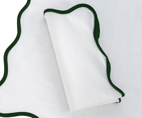 Embroidery Napkins, Green Scallop Cloth Napkins, 100% Cotton Dinner Napkin, Set of 4, Washable & Reusable Napkin for Wedding, Party & Daily Use, Wavy Edge Green Table Napkins 18x18 - color: Green Edges