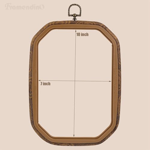 Framendino, 3 Pack Imitated Wood Embroidery Hoop Frame Cross Stitch Hoops Rectangle for Display Sewing Craft Hanging - size: 10" x 7"