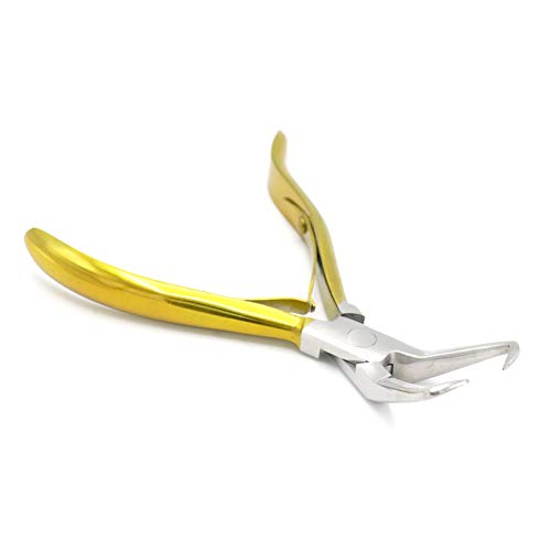 Professional Hair Extension & Beading Tool Kit Remove Plier Set for beads (4 Piece) I-Link Micro Ring Loop Needle Pulling Hook Threader Wire for Silicone Rings (Yellow) - color: Yellow