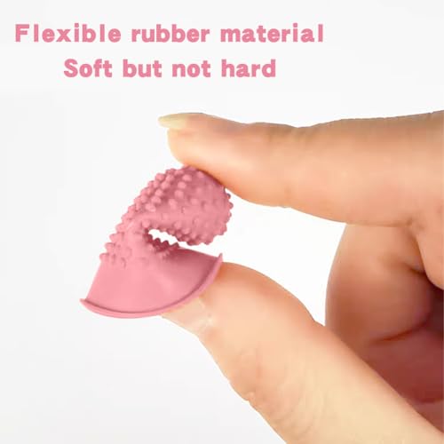 Thimble Protectors 5Pcs, Finger Protectors, Rubber Fingers Thimble Guard Tips Caps Pads Cover Craft Finger Tip Sewing Counting Protector for Embroidery, Sewing, Cuttings (Pink)