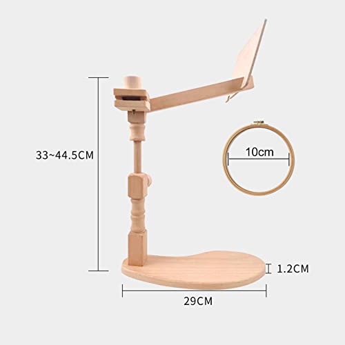 Hinourisha Adjustable Embroidery Hoop Stand, Rotated Cross Stitch Stand Lap, Beech Wood Embroidery Hoop Holder with Pattern Splint, Hands Free Embroidery Frame Stand for Art Craft Sewing#013