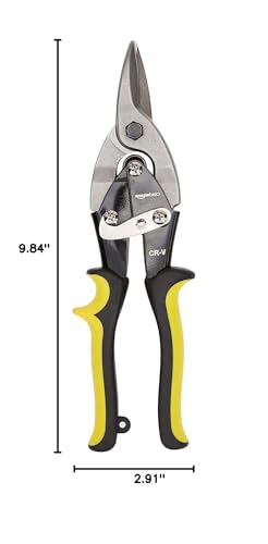 Amazon Basics Straight Cut Aviation Tin Snips, Metal Cutters with Safety Latch - size: 1-Piece Set (Straight)
