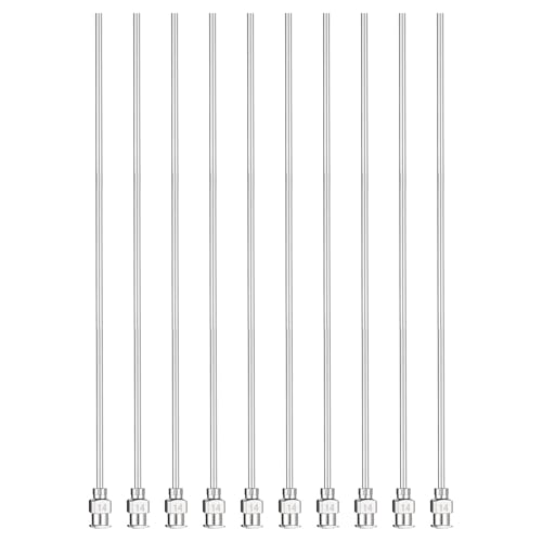 HARFINGTON 10pcs Dispensing Needles 14 Gauge 6 Inch Stainless Steel Blunt Tip Luer Connector for Refilling Glue Oil Thick Liquids Ink Lab Use, Silver - size: 14G 6"