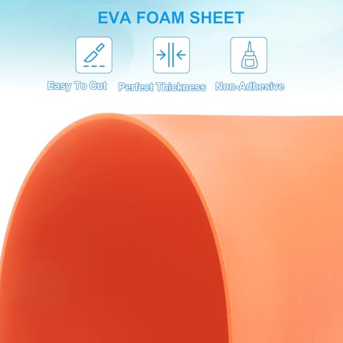 PATIKIL EVA Foam Sheet 10Pcs 12x8 Inch 2mm Thick Orange - color: Orange