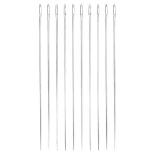 uxcell 60 Pcs Large Eye Sewing Needles, 4.92 Inch 1.6mm High Carbon Iron Embroidery Thread Needle Sewing Big Eye Needle Knitting Needles for Hand Sewing Art Crafts, Silver - size: 125mm, 1.6mm