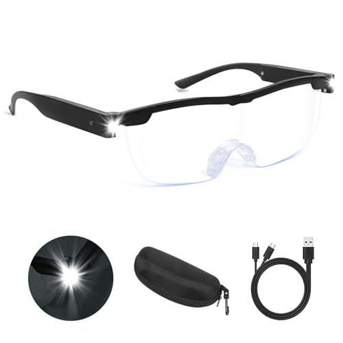 Magnifying Glasses with Light, 200% Magnification, USB Rechargeable - color: Black